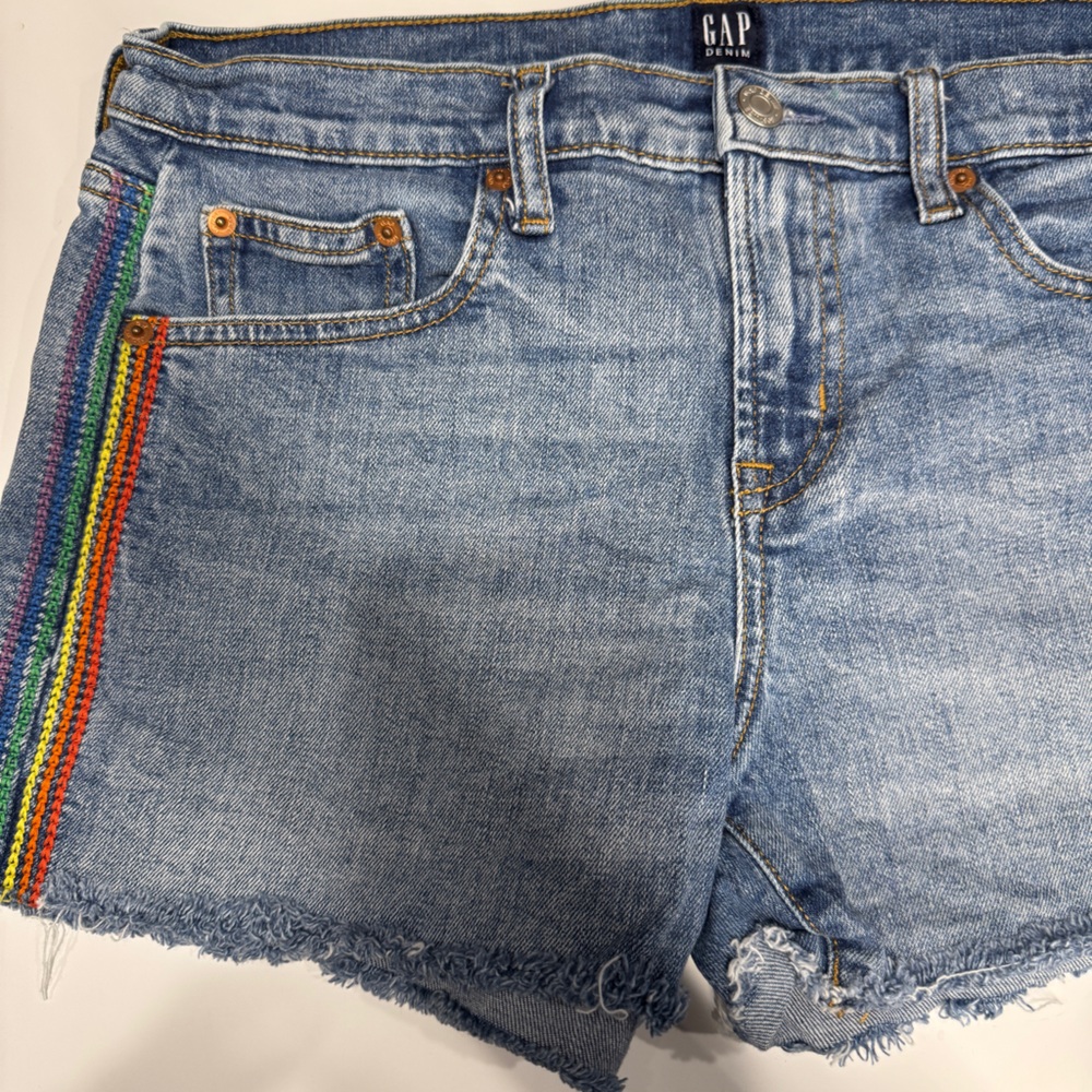 GAP Light Blue Denim Shorts with Colorful Trim